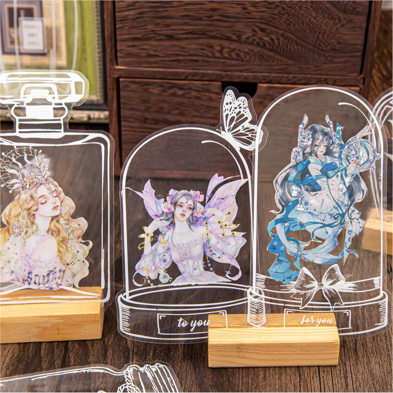 Set 20 nhãn dán PET trong suốt hình lọ đựng phong cách Nhật Bản trang trí tạp chí/văn phòng phẩm