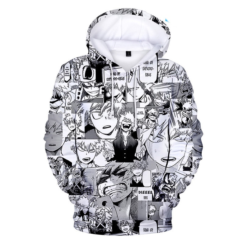 Áo Hoodie In Hình Anime Học Viện Anh Hùng Bakugou Collages