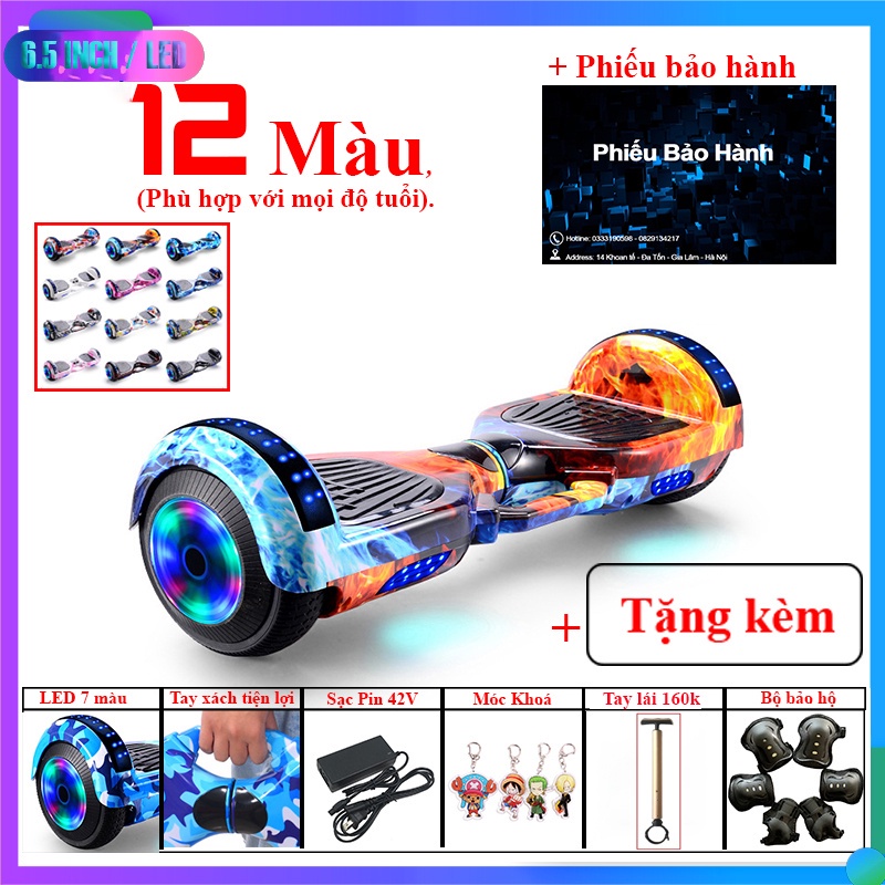 ✓☾Xe điện cân bằng 2 bánh Smart Balance 6.5 inch hàng NEW 100% , kèm sạc nhanh, đồ bảo hộ