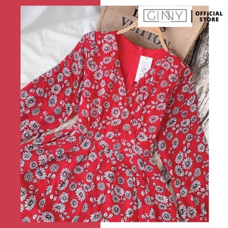 Jum đỏ phối hoa trắng th08 | gin house shop