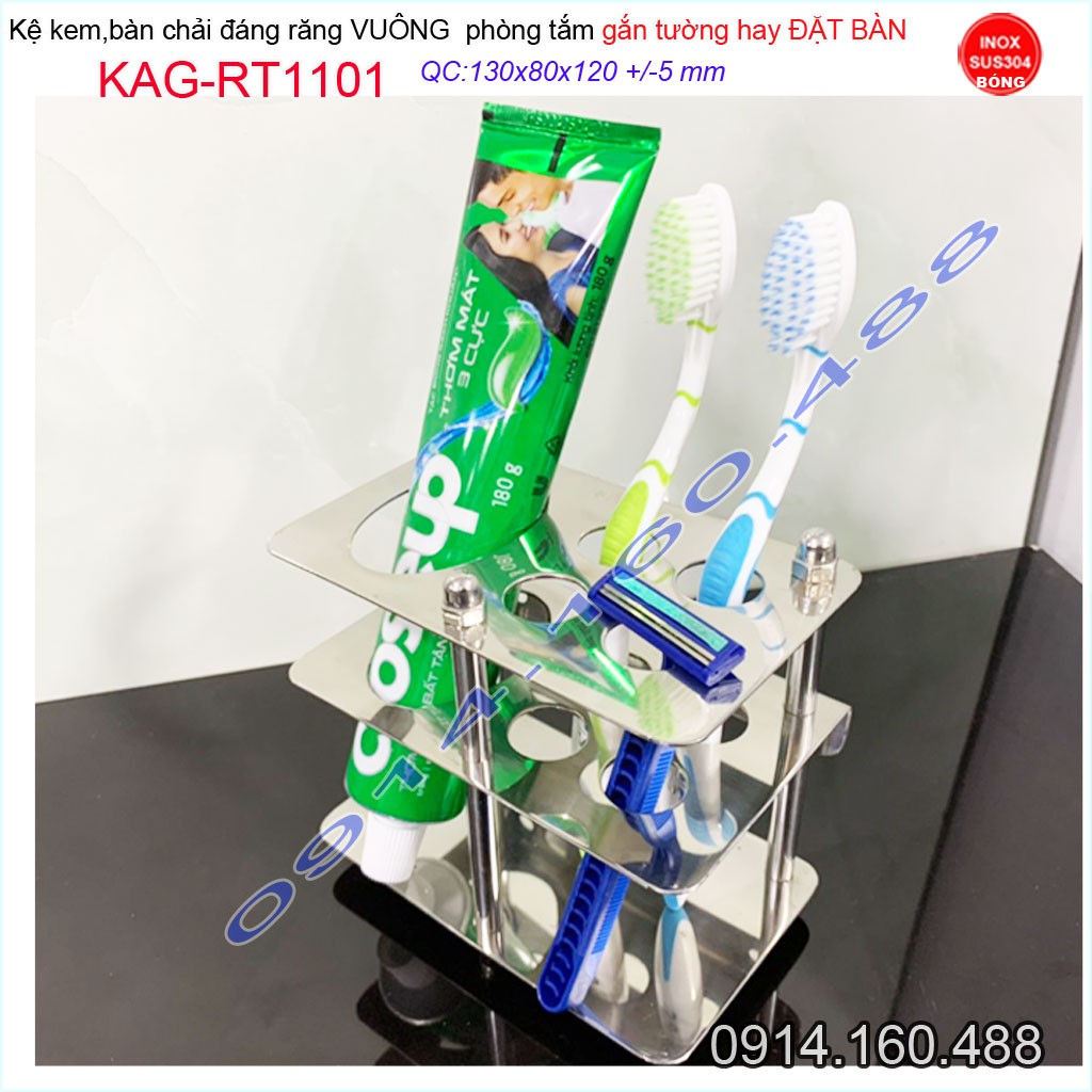 Kệ inox 304 để kem đánh răng bàn chải KAG-RT1101 giá để cây đánh răng mẫu mới sử dụng tiện lợi