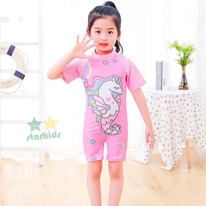 Bộ đồ bơi cho bé gái áo liền quần dây kéo sau lưng size 10-40kg chính hãng StarKids