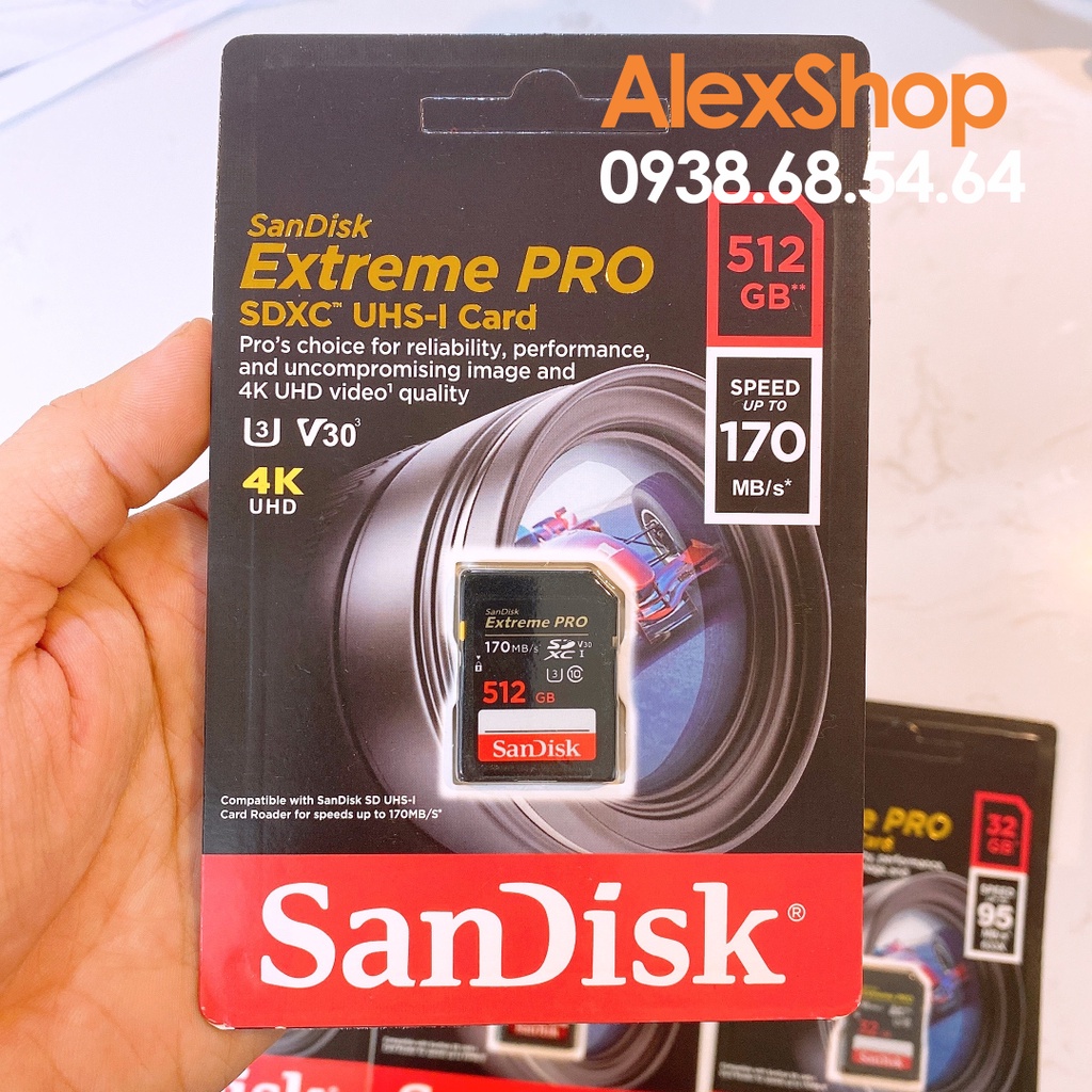 [512Gb] Thẻ Nhớ SanDisk Extreme Pro SDXC U3 V30 170M/s