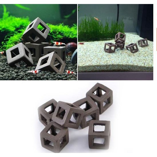Đồ chơi cho tép bằng gốm hình vuông - Trang trí bể tép cảnh