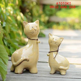 Cặp Mèo Gốm Bát Tràng, Tượng Thú Decor