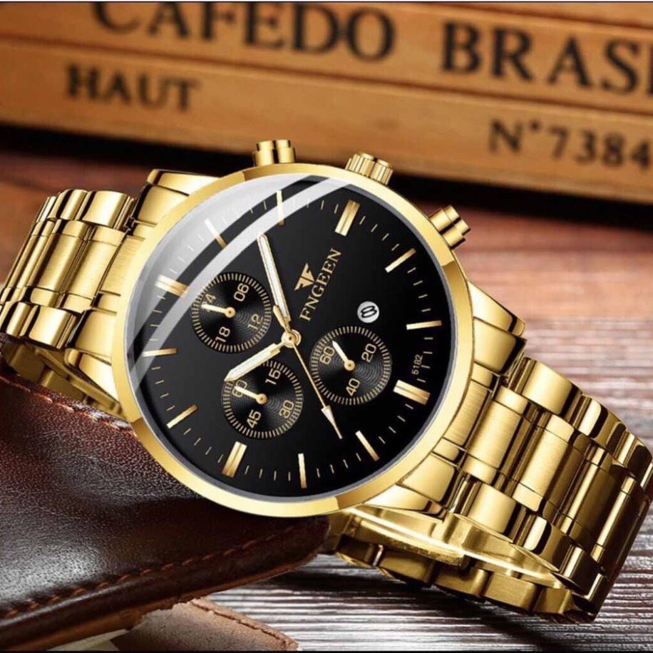 Đồng Hồ Nam FNGEEN Thép Không Gỉ Mạ Vàng Ánh Kim, Chống Nước, Màn Hình Chống Xước | BigBuy360 - bigbuy360.vn