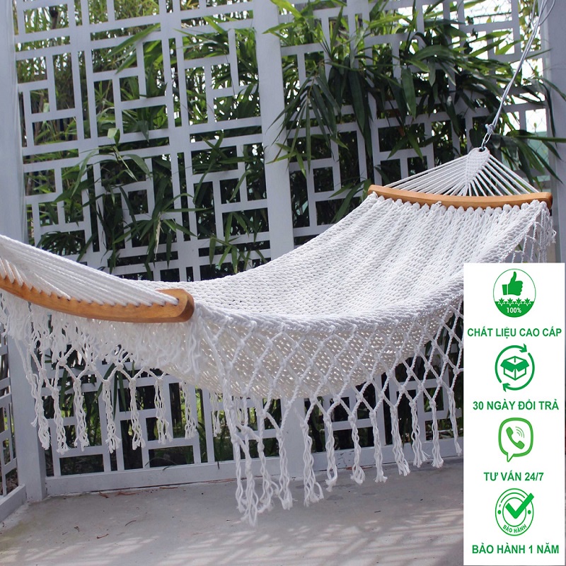 VÕNG LƯỚI SỢI COTTON ĐAN TAY THỦ CÔNG , KHÔNG KÈM KHUNG VÕNG XẾP