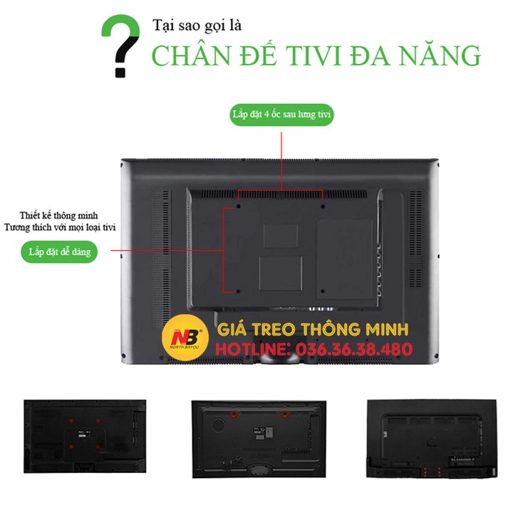 Chân đế tivi để bàn đa năng lắp đặt mọi hãng tivi 40 - 65 inch - Chân tivi đặt bàn tivi - Chân đế màn hình