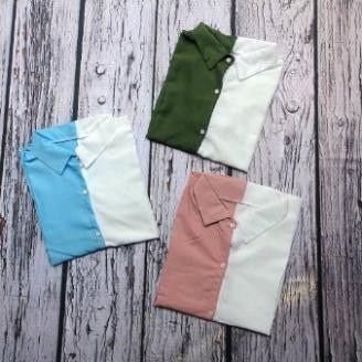 Áo sơmi nữ phối màu - MIN Boutiques - Ảnh thật