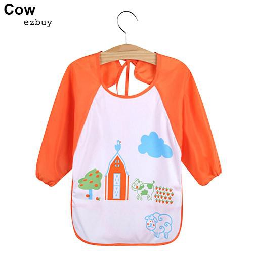 Tạp dề tay dài họa tiết hoạt hình chống nước tiện dụng cho bé