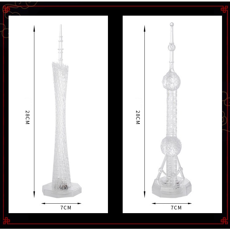 Tháp trang trí phát sáng, tháp quảng châu, tháp Oriental Pearl mô hình tuyệt đẹp, Trang Trí Decor