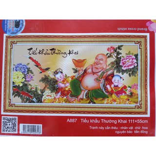 Tranh thêu chữ thập phật di lặc A887