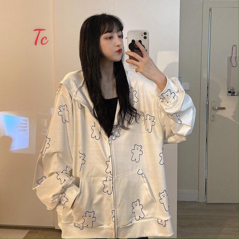 Áo Khoác Hoodie ZIp In Hình Thú Ngộ Nghĩnh Unisex Nam Nữ Form Rộng Ulzzang KN07