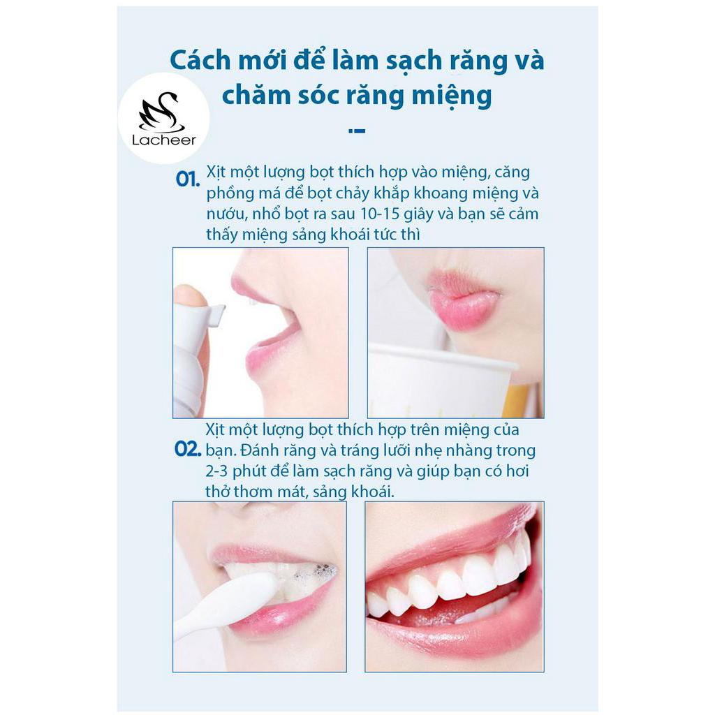 LANBENA Bọt làm trắng răng khử mùi hôi miệng kem đánh răng làm sạch răng tẩy vết ố teeth whitening mousse 60ml