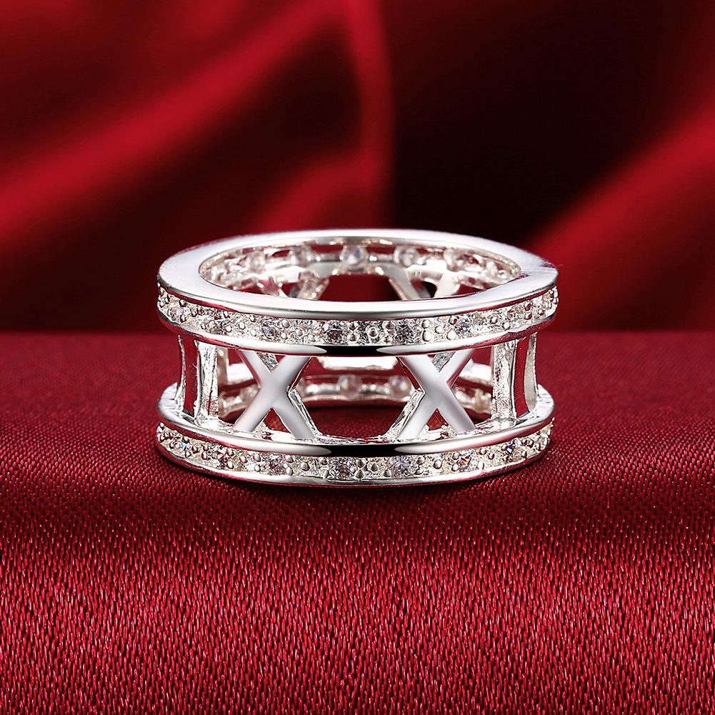 Nhẫn Số La Mã Đính Đá Zircon