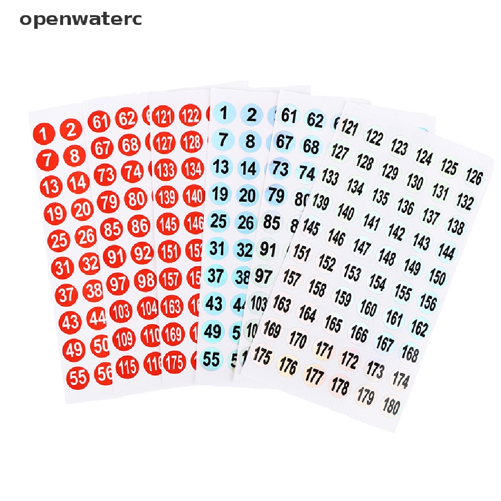 Bộ 3 Tấm Nhãn Dán Đánh Dấu Số 1-180 Màu Sắc Dành Cho Móng Tay