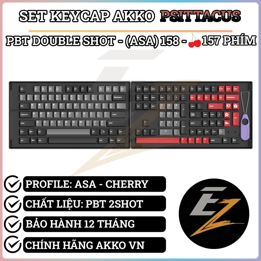 Keycap Cho Bàn Phím Cơ Akko Set – Psittacus (PBT Double-Shot/ASA( Cherry)profile/157 nút) | Ezpc