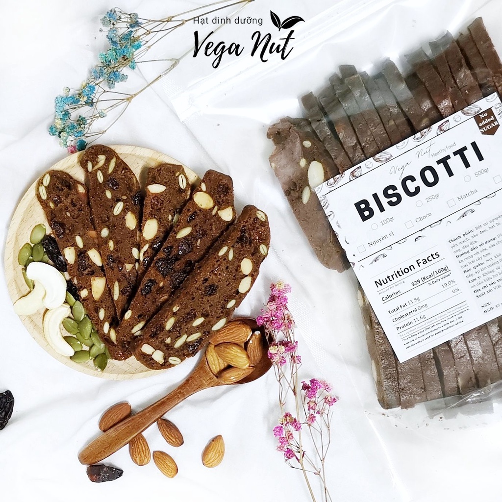 Bánh BISCOTTI 100% Nguyên Cám Không Đường - Bánh Ăn Kiêng Lành Mạnh - Bánh Ngũ Cốc Dĩnh Dưỡng Giảm Cân Heathy Thơm