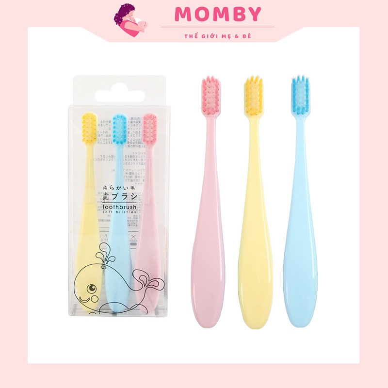 Bộ 3 bàn chải đánh răng cho bé, bàn chải trẻ em lông mềm chống chảy máu chân răng