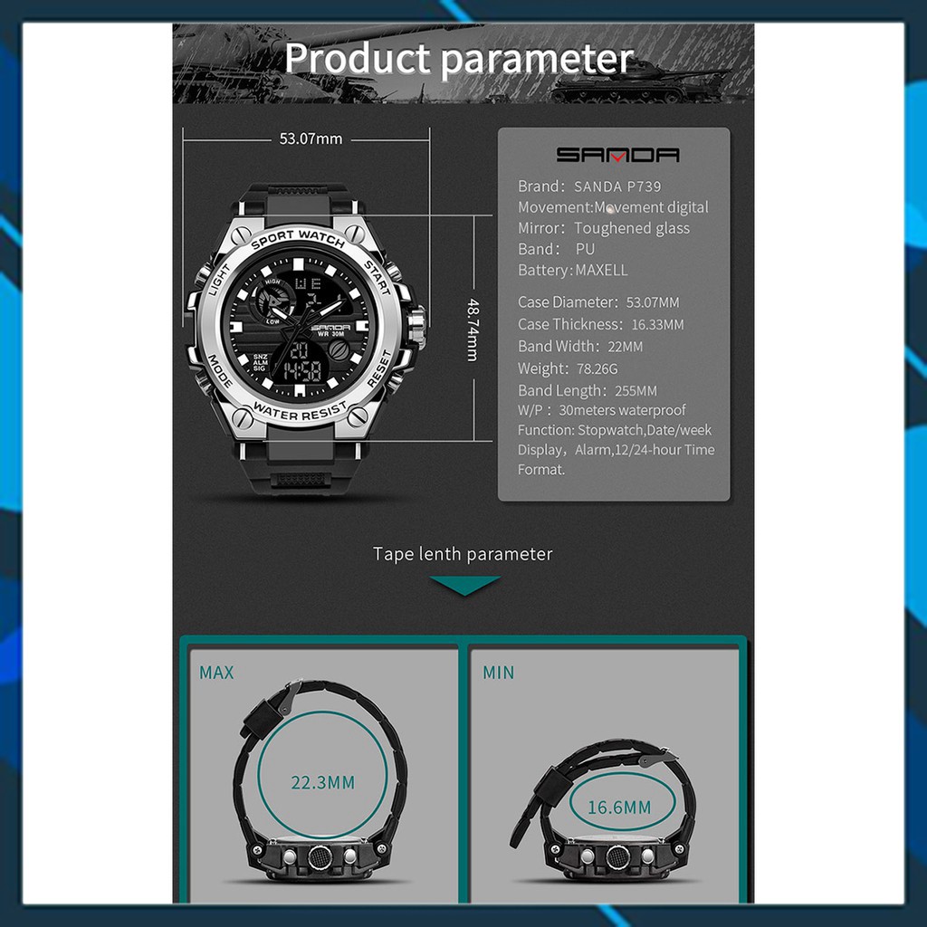 Đồng Hồ Thể Thao Nam Cao Cấp Chính Hãng SAMDA Phong Cách Đẹp Trẻ Trung, Chống Nước Tốt, Giá Rẻ (dongho6868)