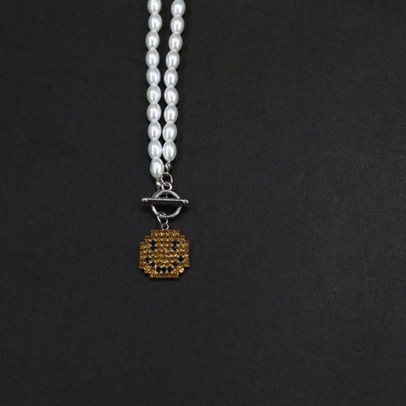 Dây chuyền ngọc trai thiết kế đơn giản phối mặt hình mặt cười xinh xắn