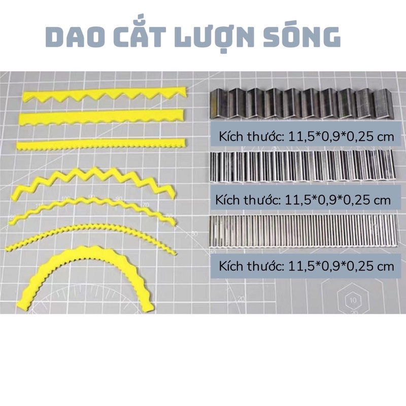 Set 3 dao cắt lượn sóng fondant/đất sét