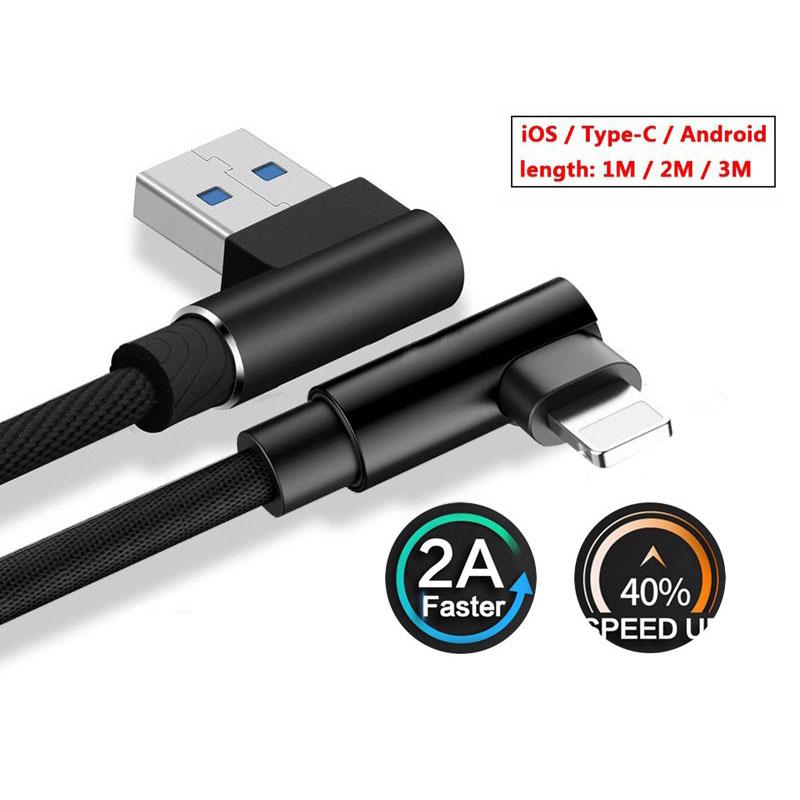 Cáp USB Type C hai đầu thiết kế hình chữ L 90 độ dài 1m/2m/3m
