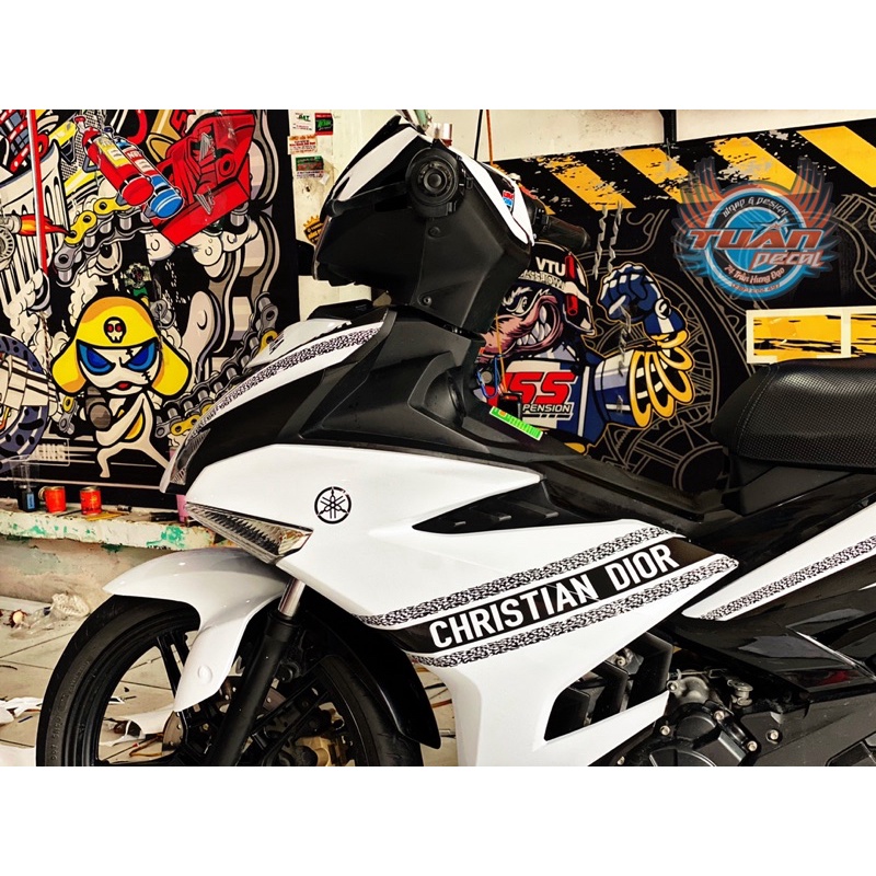 Tem xe DIOR cho ex150 màu trắng