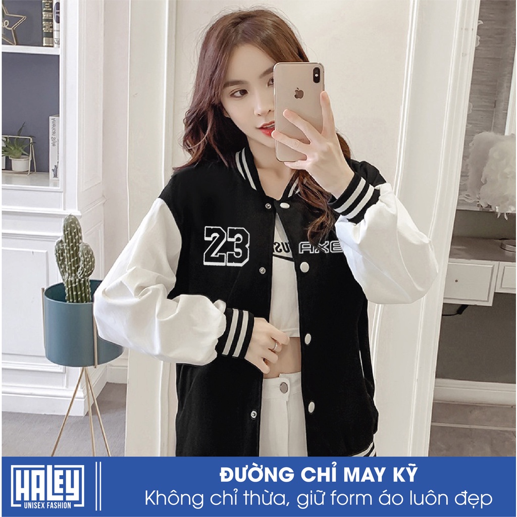 Áo bomber khoác Nam Nữ Unisex HALEY Street Wear Phong Cách Hàn Quốc Chất Nỉ Cao Cấp mã BB03 Không Xù Đủ Màu Dễ Phối Đồ