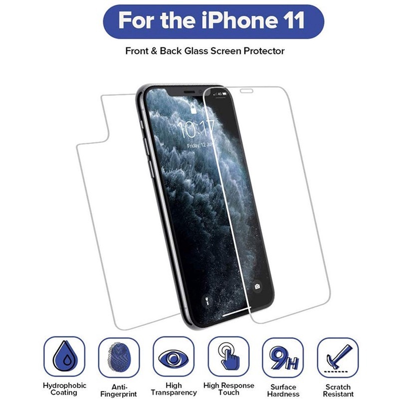 Kính cường lực bảo vệ mặt trước và sau điện thoại iPhone 11 12 Pro XS Max Mini XR X 7 8 6s Plus SE2020