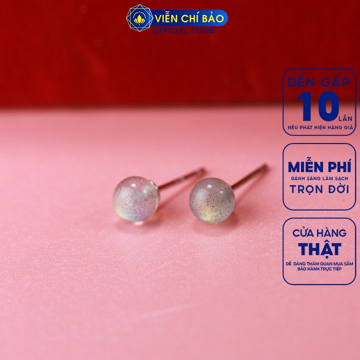 Bông tai bạc nữ đính đá mặt trăng chất liệu bạc 925 thời trang phụ kiện trang sức nữ Viễn Chí Bảo E032