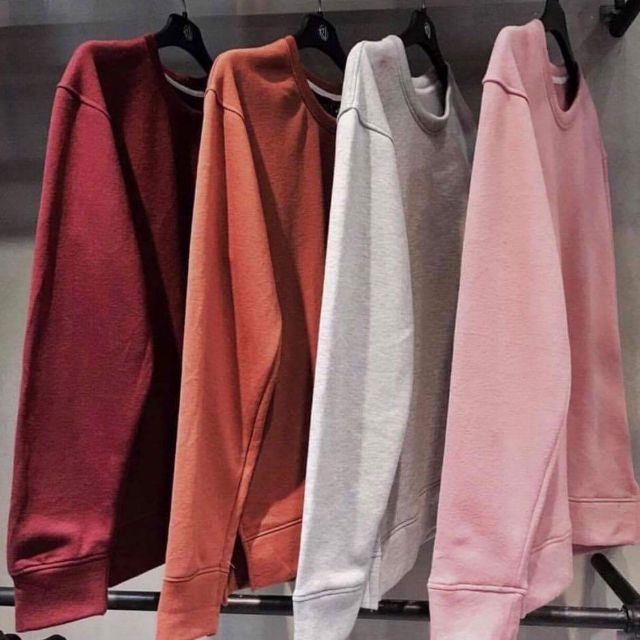 Áo Sweater Tay Dài Trơn Basic kèm ảnh thật ở cuối