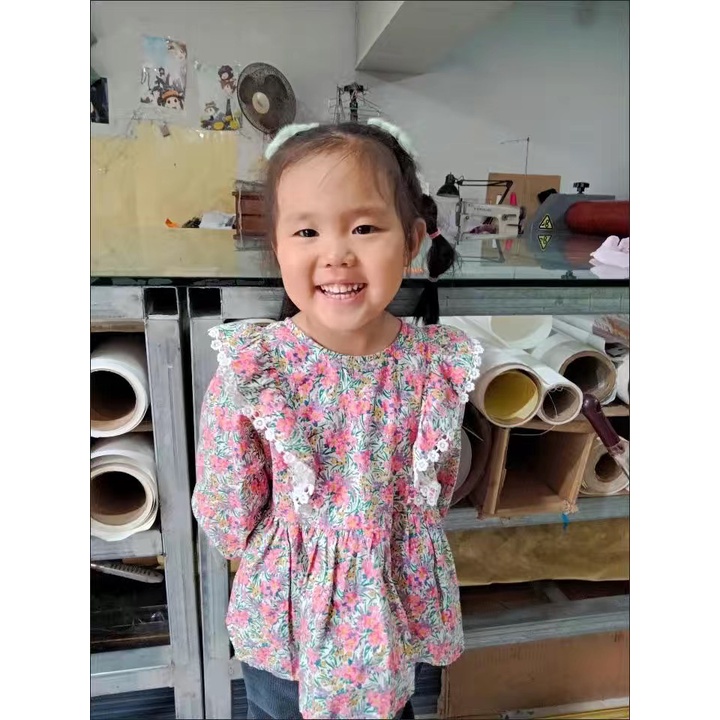 Áo sơ mi hoa nhí hồng cho bé gái  N01093