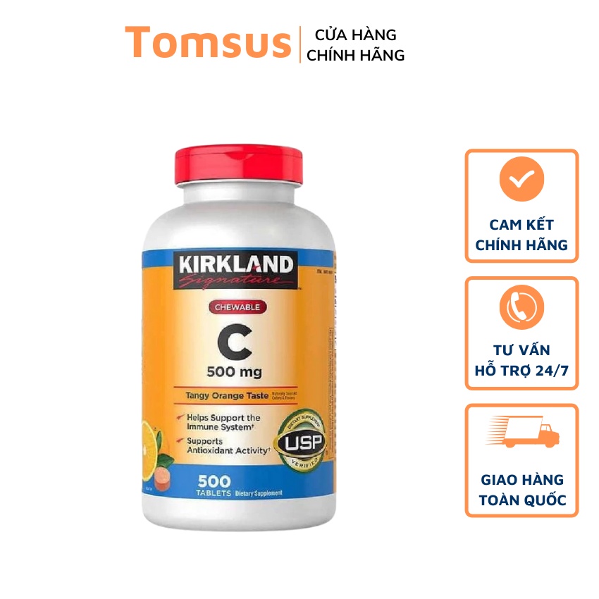 Viên ngậm bổ sung Vitamin C ⚡ HÀNG CHÍNH HÃNG ⚡ viên ngậm Kirkland 500mg giúp bổ sung dưỡng chất tái tạo da