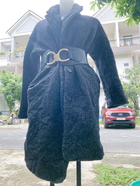 Áo khoát dạ dáng dài màu xám combo15