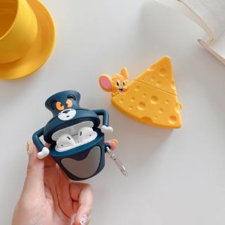 Vỏ Bảo Vệ Hộp Sạc Tai Nghe AirPods 1 2 Apple Không Dây Chất Liệu Silicon Chống Sốc Họa Tiết Tom Và Jerry