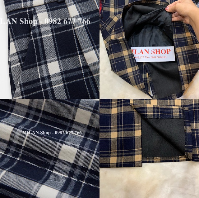 Chân váy dạ kẻ caro có túi kèm đai | BigBuy360 - bigbuy360.vn