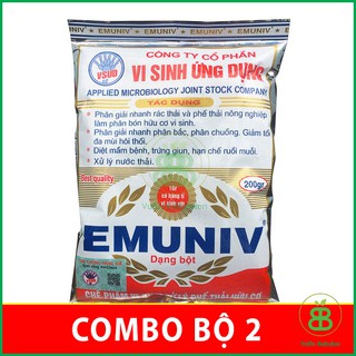 Combo 2 Chế Phẩm Vi Sinh , Ủ Phân Bón Hữu Cơ, Xử Lý Phế Thải Hữu Cơ, Phân Huỷ Nhanh EMUNIV - Set 2 Gói 200G