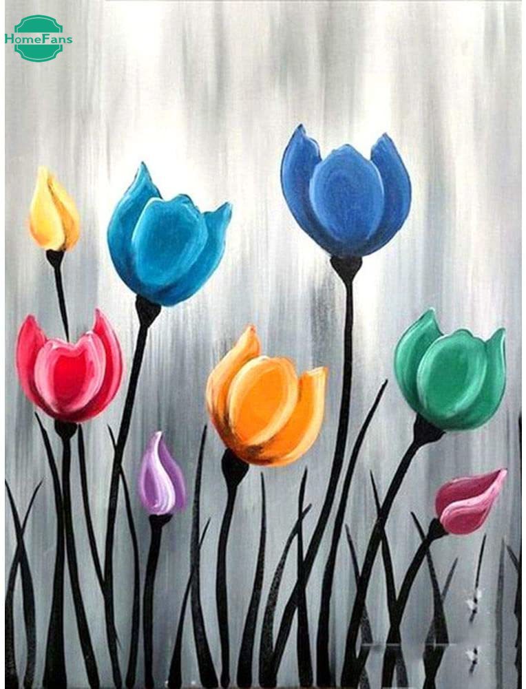 Bộ Tranh Đính Đá 5d Tự Làm Hình Phong Cảnh Hoa Kích Thước 30x40cm