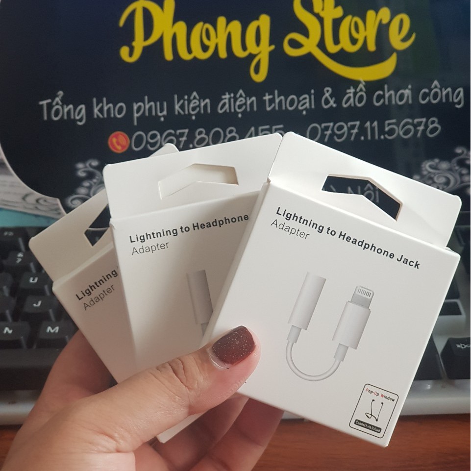 Jack chuyển tai nghe iphone từ Lightning sang Jack 3.5 có hỗ trợ Mic - Bảo hành 1 đổi 1