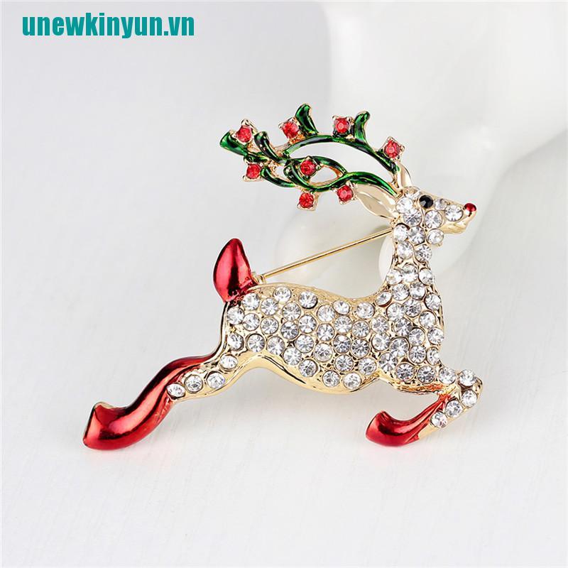 Y●1 Trâm Cài Áo Hình Tuần Lộc Giáng Sinh Đính Đá Pha Lê Mới