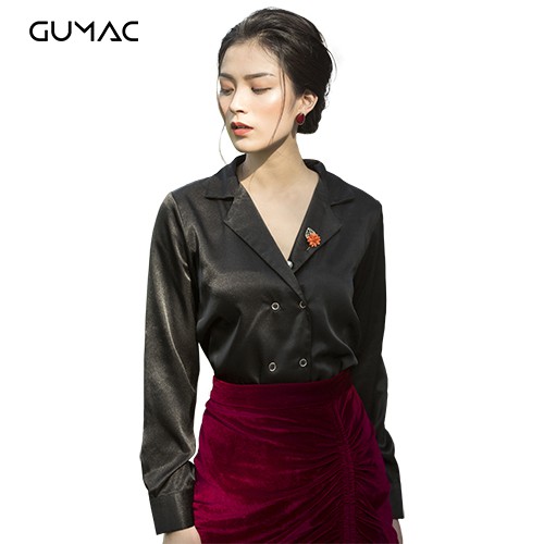 [Mã MABR07062 giảm 8% tối đa 50K đơn từ 249K] Áo lụa cổ vest GUMAC AV06991