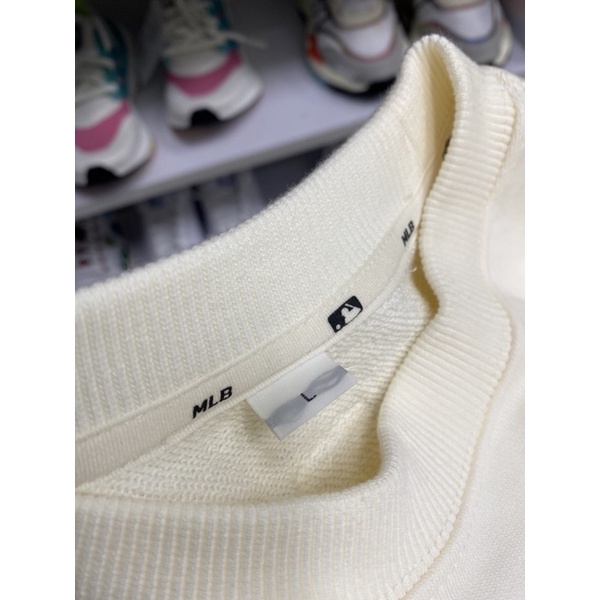 [Bao check chính hãng]Áo nỉ sweater M LB overfit Logo Mega 3D màu kem Hàn Quốc 3AMTB0224-50CRS