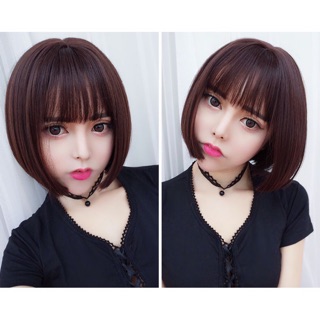 Tóc giả nguyên đầu cúp ngắn 30cm- ảnh thật, có clip- tặng kèm lưới