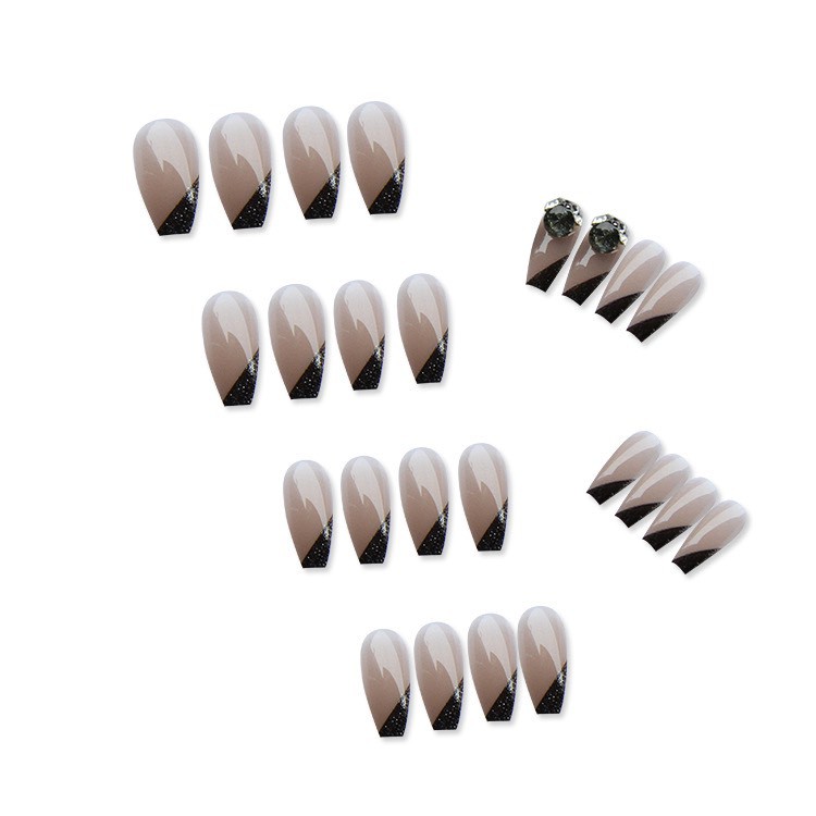 Set 24 móng tay giả đính charm đá đẹp quý phái chống nước CK01
