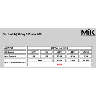 Nguồn PSU MIK SPOWER 400W