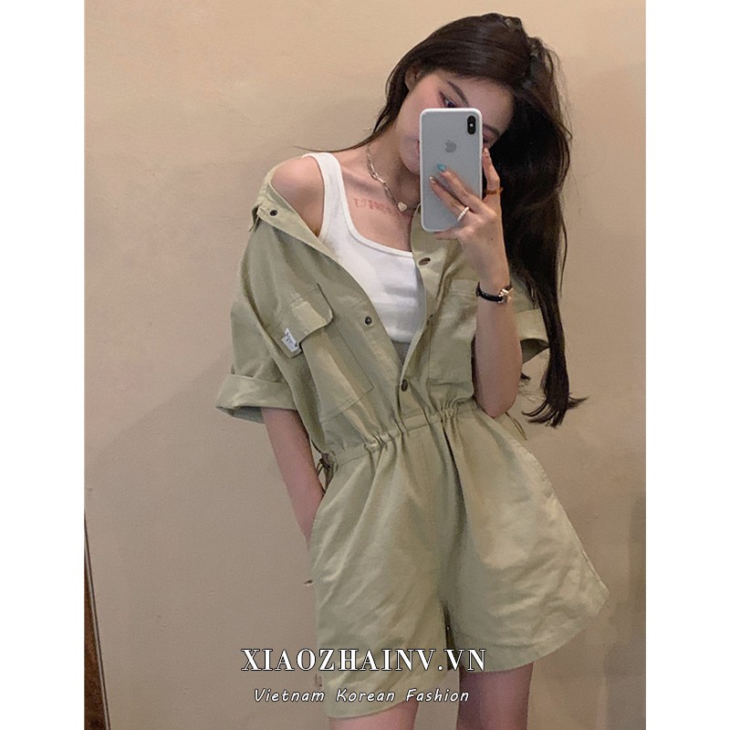 Xiaozhainv Áo Liền Quần Tay Ngắn Dáng Rộng Phong Cách Hàn Quốc Thời Trang Cho Nữ | BigBuy360 - bigbuy360.vn