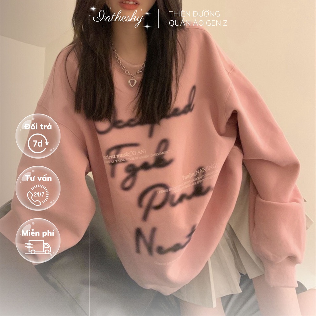 ÁO SWEATER ULZZANG NỮ NỈ DÀI TAY HỒNG HÀN QUỐC
