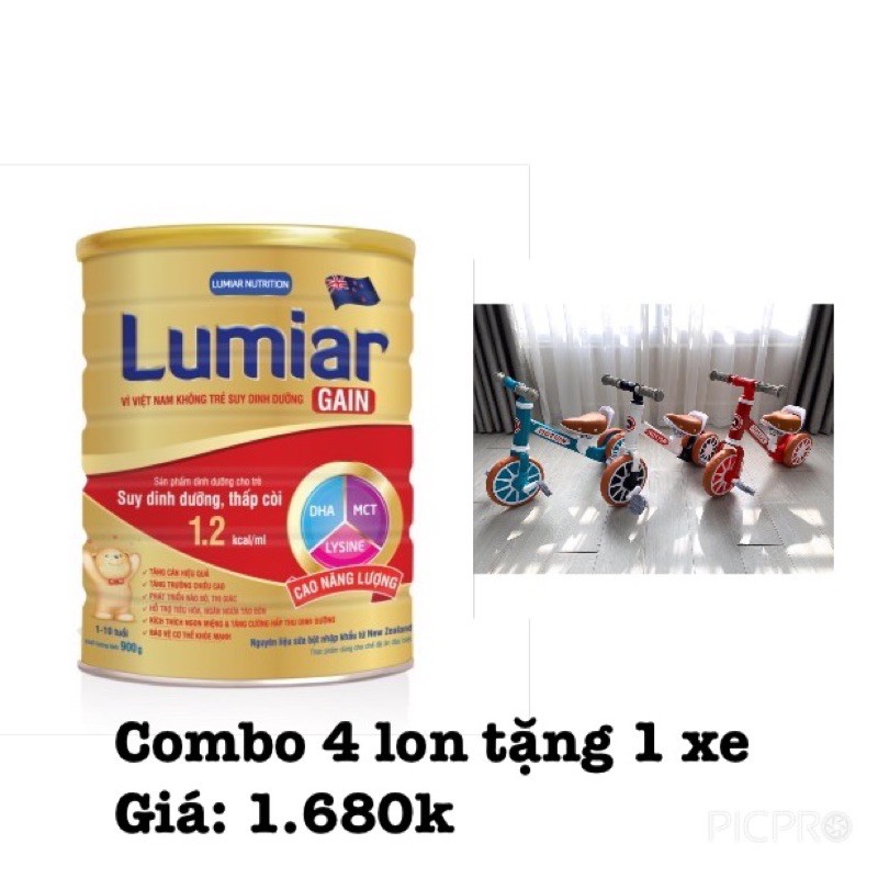 Tặng quà - combo 4 lon Sữa bột Lumiar gain lon 900g