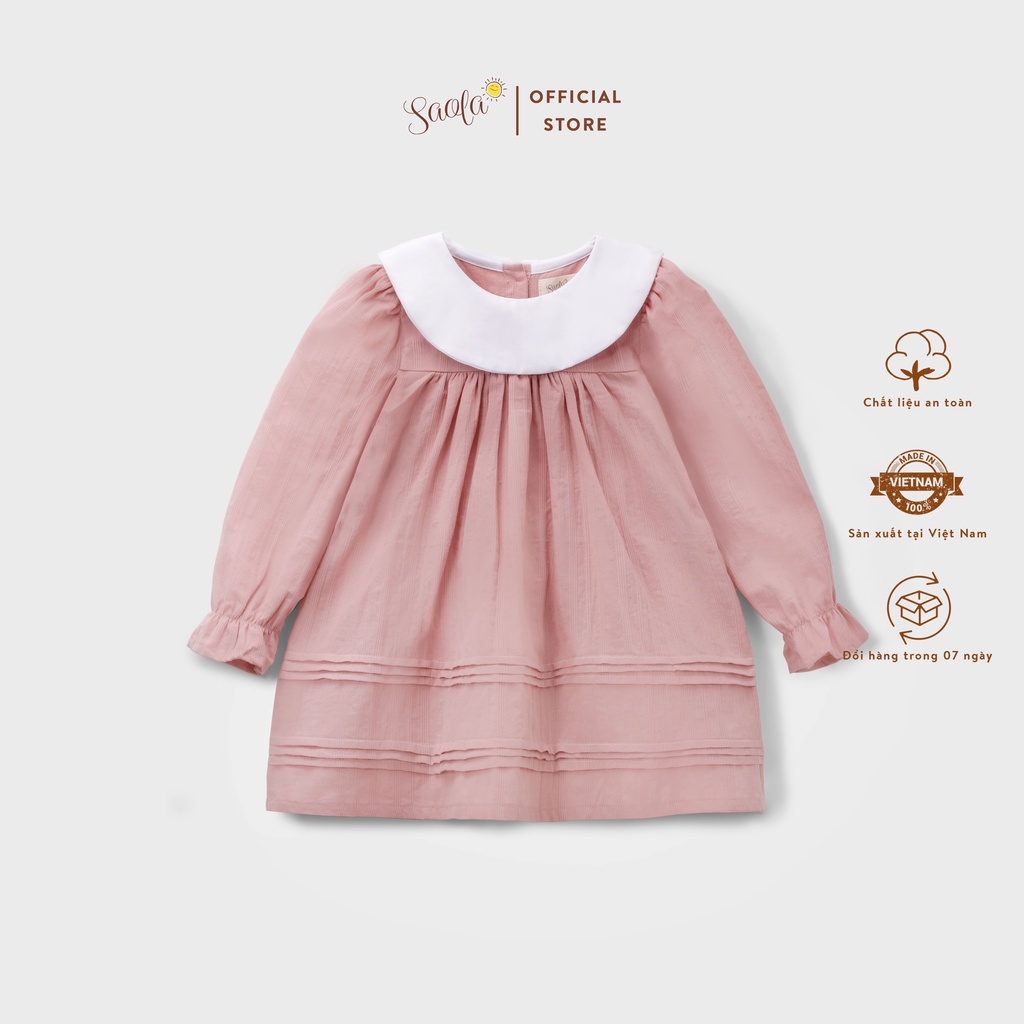 Váy Bé Gái Xếp Ly Chất Cotton Cao Cấp Phong Cách Tiểu Thư - DRC003 - SAOLA KIDS CLOTHING